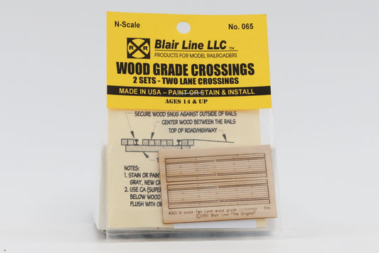 Blair Line, N scale, Wood Grade Crossing 2-sets, Two lane crossing, Kit, No. 065