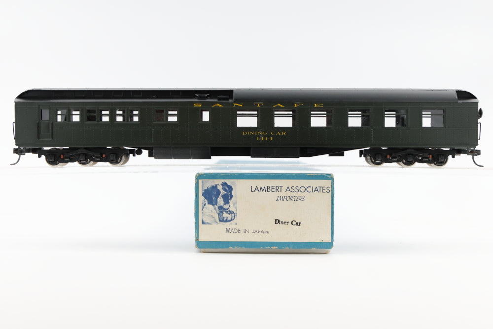 Lambert Associates, HO scale, Brass, Santa Fe Heavyweight Diner Car #1414, Custom painted, body mounted Kadee couplers