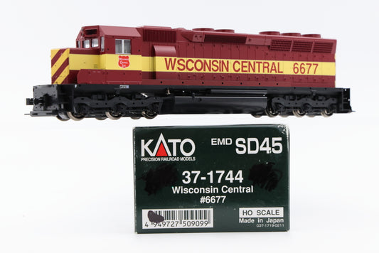 Kato HO scale Wisconsin Central EMD SD45, 6744, 37-1744, DC, used