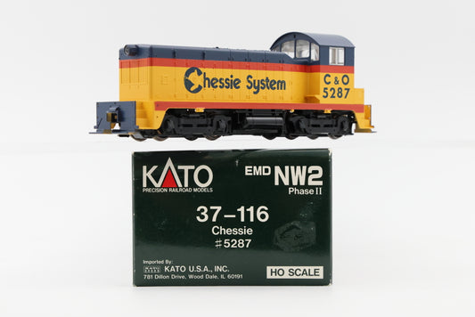 Kato HO scale Chessie System/C&O EMD NW2 5287, Phase II, 37-116, DC, used