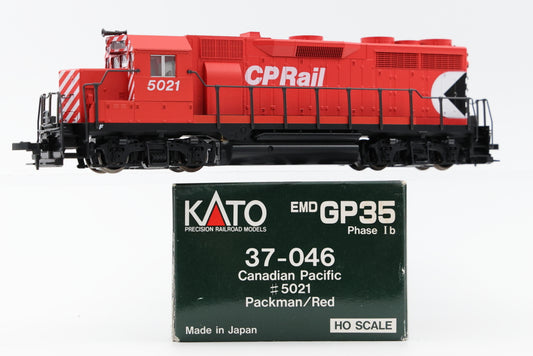 Kato HO scale Canadian Pacific EMD GP35 5021, Paceman/red, Phase Ib, 37-046, DC, used