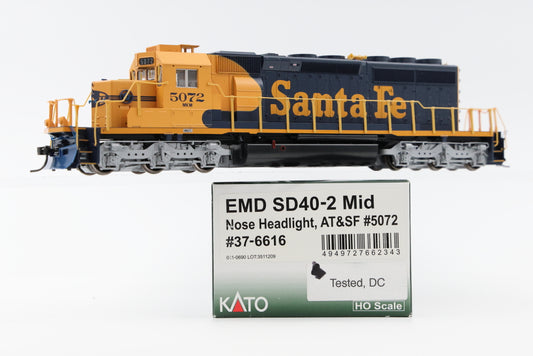 Kato HO scale EMD SD40-2, Santa Fe, Mid, Nose Headlight , MKM sub lettering, 5072, 37-6616, DC, used
