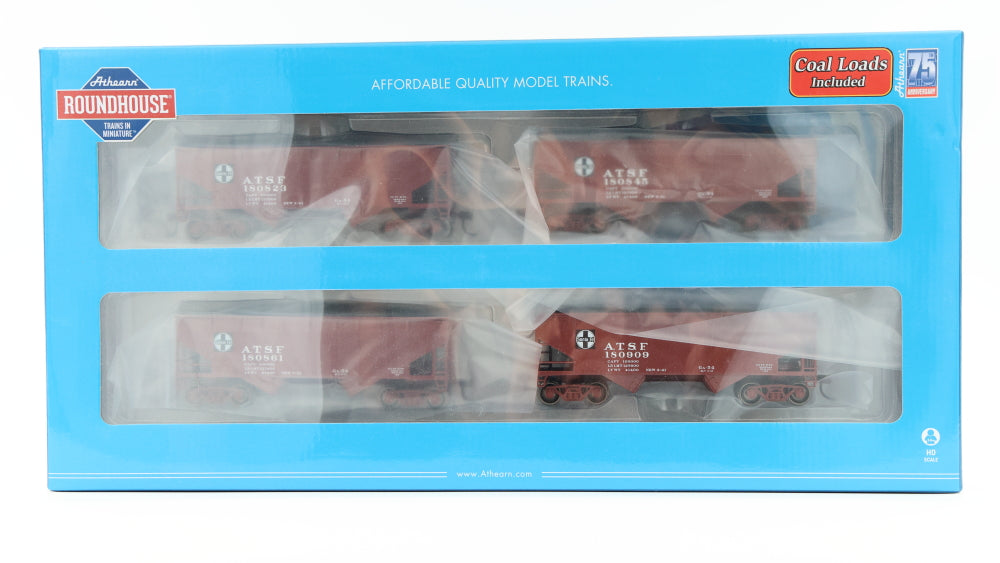 Athearn-Roundhouse Ready to Run Santa Fe 34' 2-Bay offset hopper(s), 4 car set, 180323,180845,180861,180909; RND1280