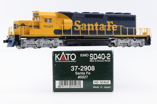 Kato HO scale EMD SD40-2, Santa Fe Mid w/ Snoot Nose, 5027, 37-2908, DC, used