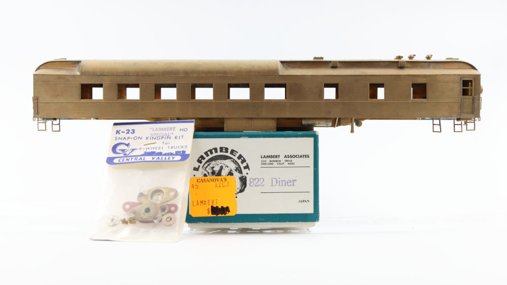 Lambert Associates, HO scale, Brass, Heavyweight Diner Car #822, Central valley bolster mount included, Original box
