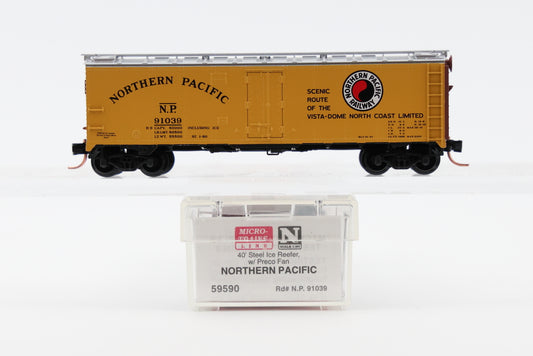 Micro Trains Line Northern Pacific 40ft Steel Ice Reefer, w/ Preco Fan, #91039, 59590