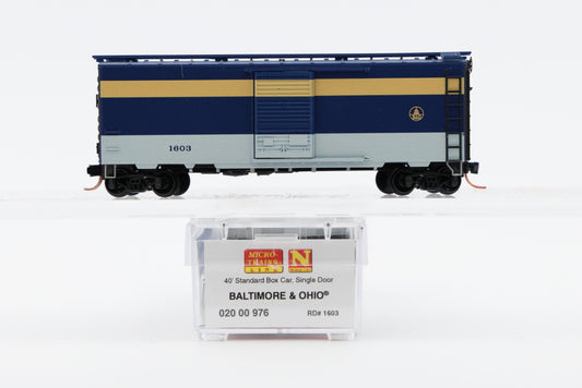Micro Trains Line Baltimore and Ohio 40ft Standard Box Car Single Door, #1603, 020 00 976