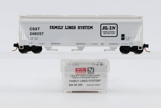 Micro Trains Line Family Lines System, 3-Bay ACF Center Flow, Covered Hopper w/Elongated Hatches, #CSXT 248057, 094 00 290