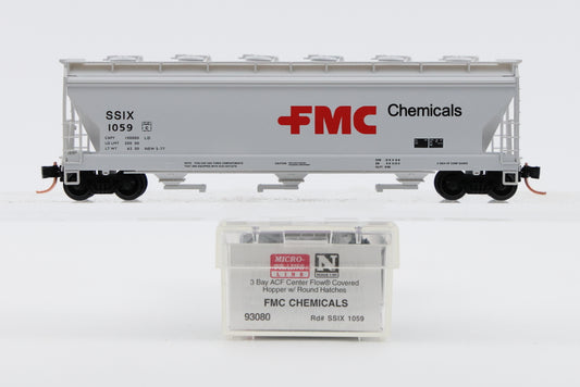 Micro Trains Line FMC Chemicals, 3-Bay ACF Center Flow, Covered Hopper w/Round Hatches, #SSIX 1059, 93080