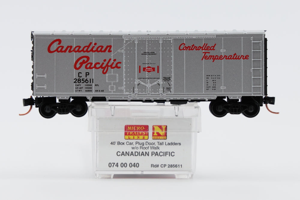 Micro Train Lines Canadian Pacific 40' Box Car, Plug door, Murphy Roof, Tall Ladders w/o roof walk, #285611, 074 00 040