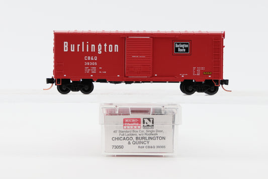 Micro Trains Line Chicago, Burlington and Quincy CBQ, 40' Standard Box Car, Single Door, full ladders, w/o roof walk, #39305, 73050