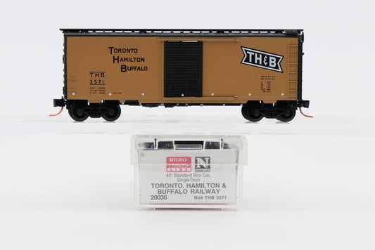 Micro Trains Line Toronto, Hamilton, and Buffalo, THB, 40' Standard Box Car, Single Door, #3571, 20036