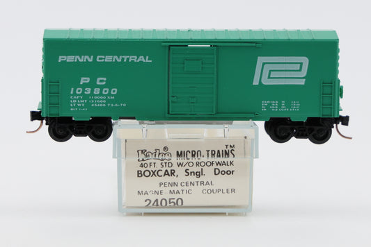 Micro Trains Line Penn Central 40' Standard Box Car Single door w/o Roof walk, #103800, 24050