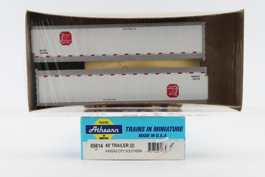 Athearn HO Scale Kansas City Southern 2-45ft trailers, Blue Box, 05614