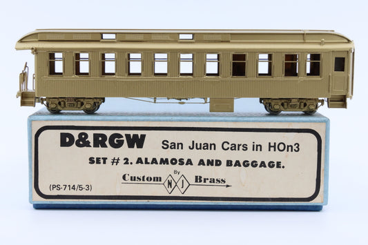 NJ Custom Brass HOn3 D&RGW San Juan cars, Set #2, Alamosa and Baggage
