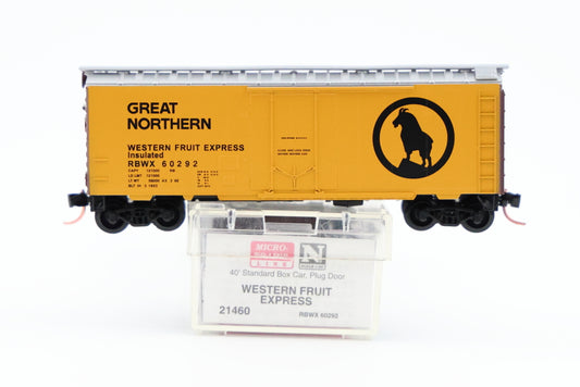 Micro Trains Line Great Northern- WFE, 40ft Standard box car, Plug door, RBWX 60292, 21460