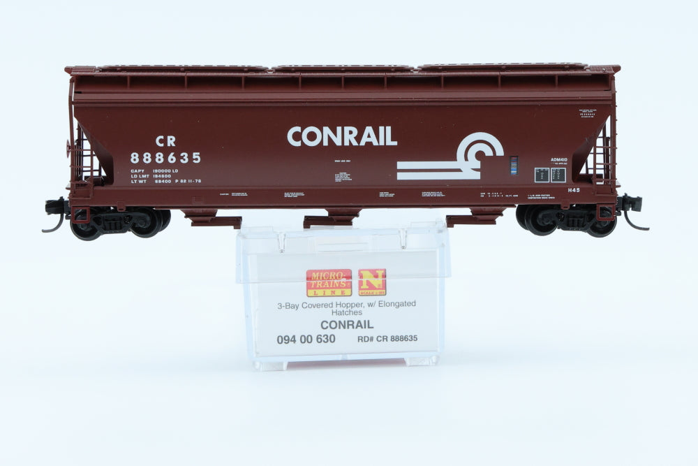 Micro Trains Line Conrail, 3 Bay Covered Hopper, w/Elongated Hatches, #888635, 094 00 630