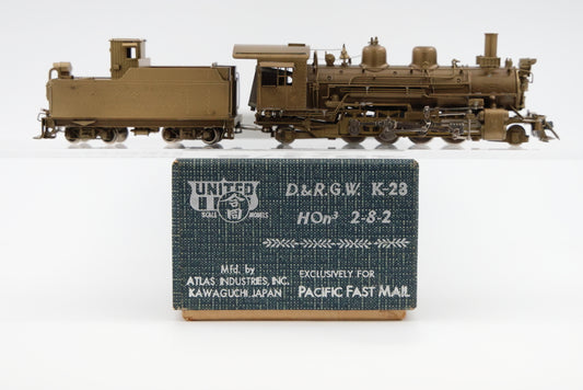 United Scale Models HOn3 Scale DRGW K-28, 2-8-2 Brass Steam engine