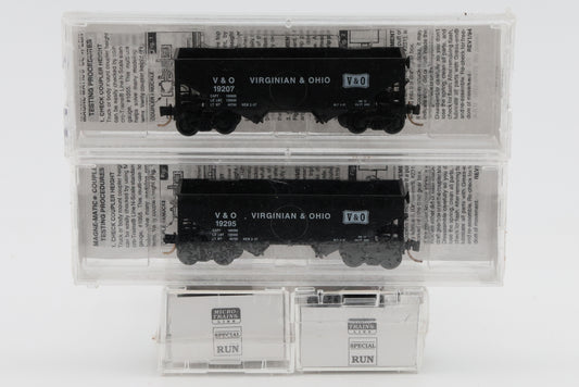 Micro Trains Line Virginia and Ohio RR 2 pack,"Special Run", 33' Twin Bay, offset sides Hopper cars, #19207, #19295