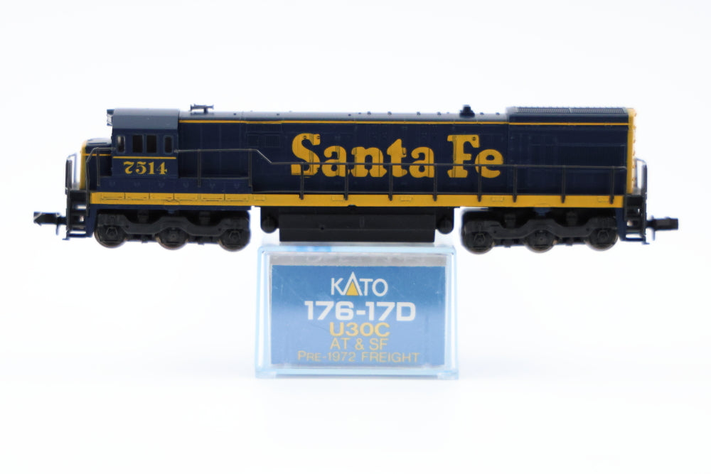 Kato N scale Santa Fe U30C #7514, DC, Rapido style couplers, Pre-1972 Freight, new in box, Pre-owned, never used, 176-17D