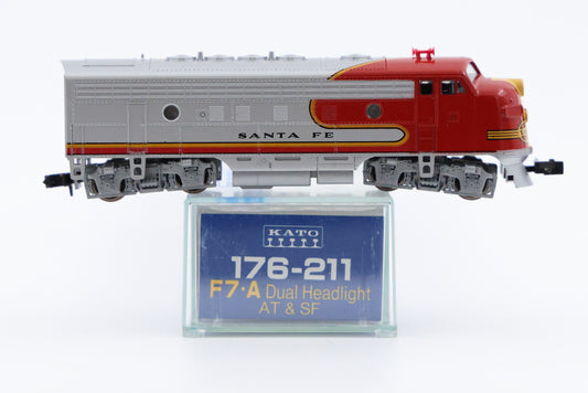 Kato N scale Santa Fe F7A Duel Headlight, no number DC, Rapido Style couplers, new in box, Pre-owned, never used, 176-211