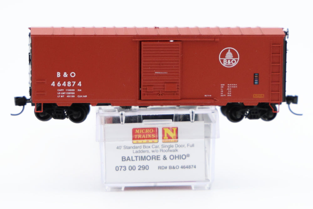 Micro Trains Line Baltimore and Ohio, 40ft Standard Box Car, Single Door, Full Ladders, w/o Roofwalk #464875, 073 00 290