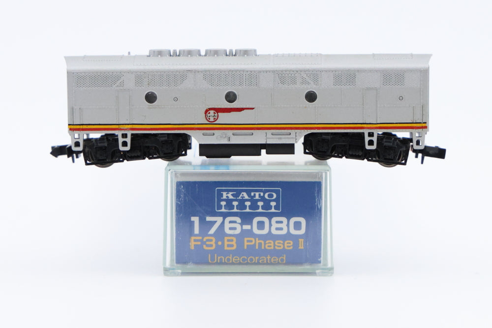 Kato N scale Santa Fe F3B, Phase II, no number, DC, Rapido Style couplers, new in box, Pre-owned, never used, 176-080