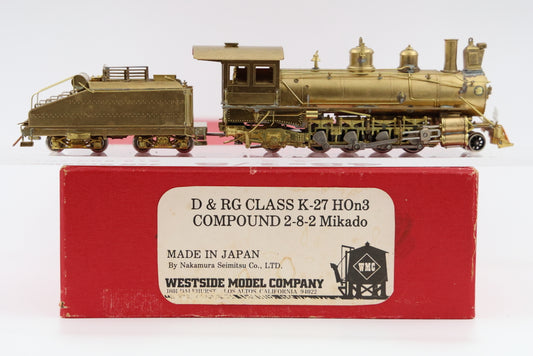 Westside Models HOn3 Scale D&RG Class K-27 2-8-2 Compound Mikado Brass Steam engine