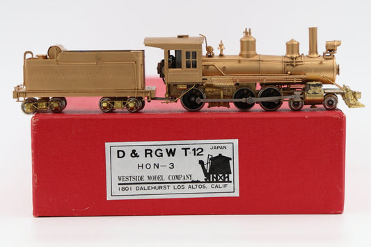 Westside Model Company HOn3 Scale DRGW T-12, 4-6-0 Brass Steam engine