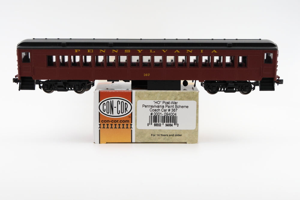 Con-Cor HO scale Pennsylvania Railroad Post War Scheme Coach Passenger car #367, Original box, #0001-094004