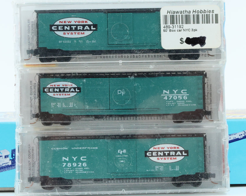 Micro Trains Line New York Central RR, 3 pack, 50ft box cars, 31192