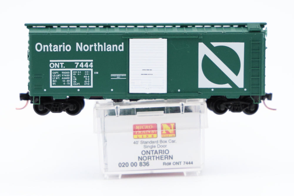 Micro Trains Line Ontario Northland (Box lettered "Ontario Northern"), 40ft Standard Box car, Single Door, #7444, 020 00 836