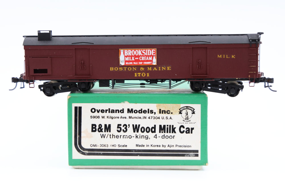 Overland Models Inc. Boston and Maine 53' Wood Milk Car with thermal-king, 4 Door, OMI-3063