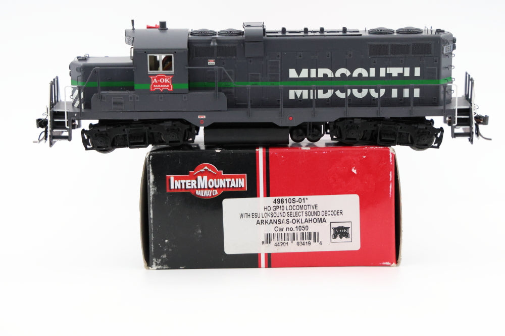 Intermountain HO Scale Arkansas-Oklahoma (Mid-South) GP10 1050 with ESU LOKsound DCC and sound , 49810S-01*
