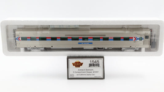 HO Scale Broadway Limited California Zephyr Amtrak 6 Bedroom, 5 Compartment Sleeper "Silver Quail" #2201, BLI 1545