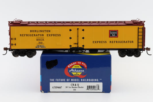 Athearn Ready to Run Chicago Burlington and Quincy 50' Ice Bunker reefer #322, ATH94573 (Copy)