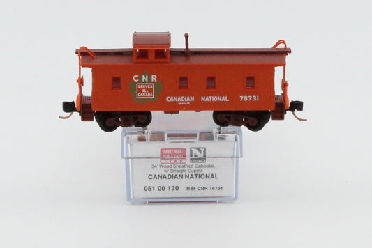 Micro Trains Line Canadian National Railway 34ft Sheathed Caboose w/Straight Cupola, #76731, 051 00 130