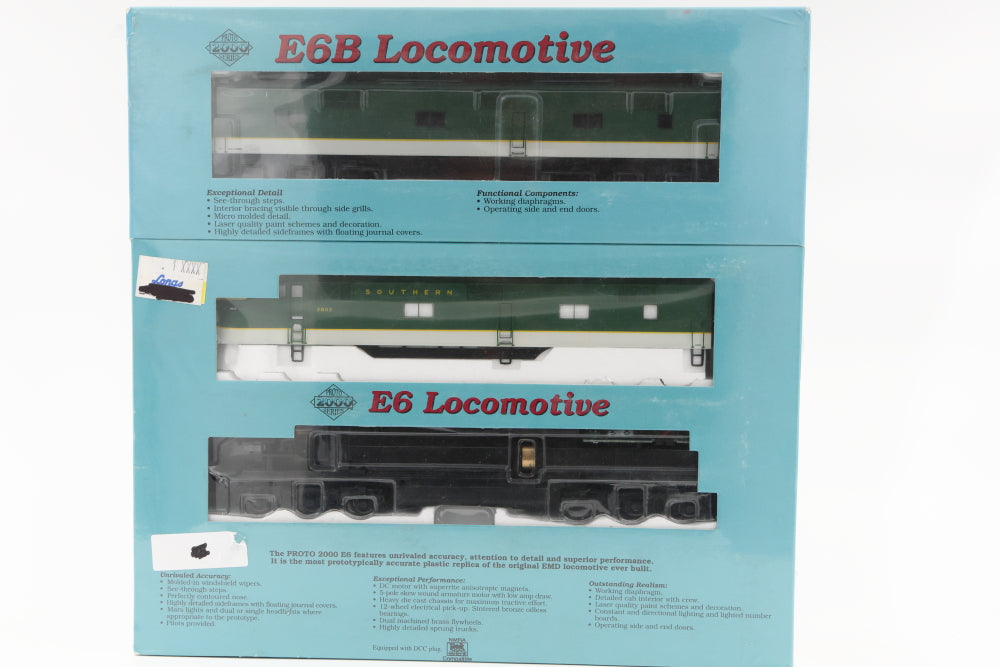 Proto 2000 E6 Southern A-B set, 2802 A unit, with Mars light Item 23217, powered; #2953 B-unit Item 23219, unpowered, Factory Sealed,