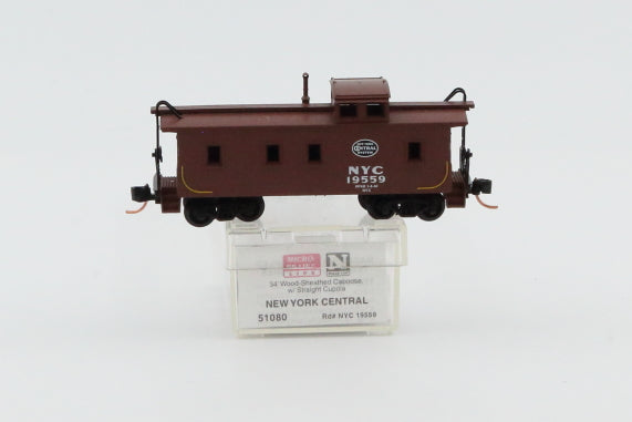 Micro Trains Line New York Central 34ft Sheathed Caboose w/Straight Cupola, #19559, 51080